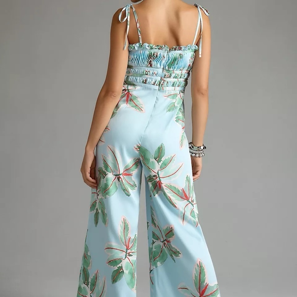 NWT Anthropologie  Hutch Ruched Blue Floral Jumpsuit 10 - Picture 7 of 8